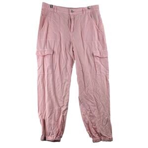 Guess Bowie Cargo Chino Jogger Pant Women 29 Pink Pockets Zipper Leg Tencel Soft